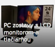 PC zostavy s LCD monitorom a tlačiarňou