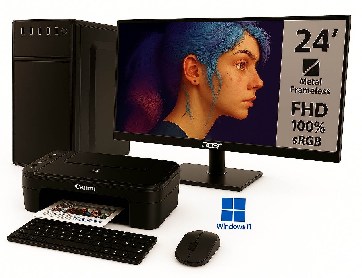 PC zostavy s LCD monitorom a tlačiarňou