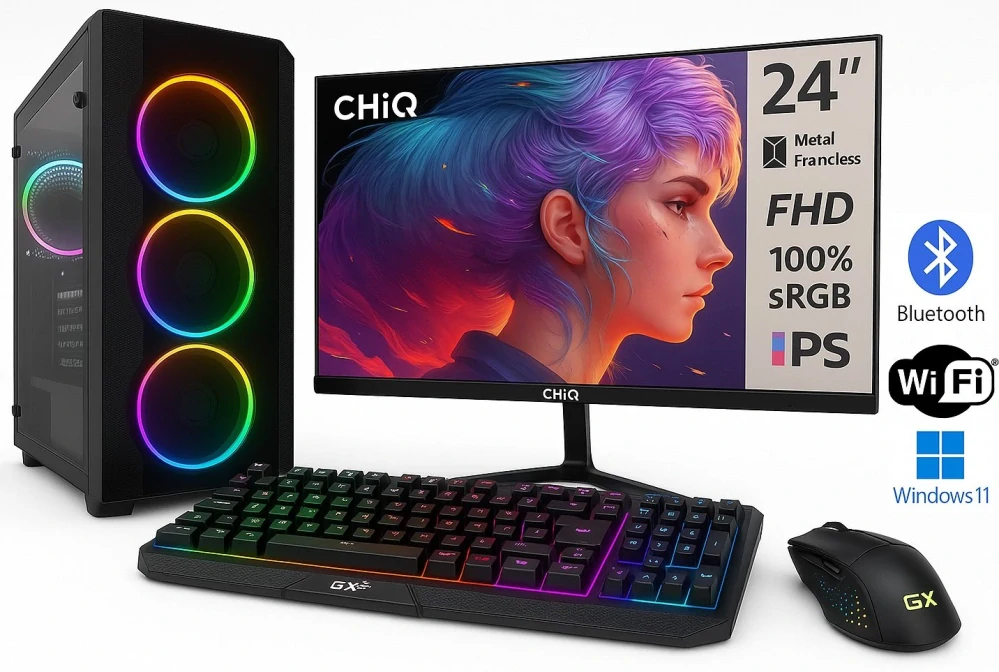 PC zostava AMD Ryzen 3 3200G Quad Core, DDR4 RAM 8GB, SSD 1TB, Radeon RX Vega 8, 24-palcový LCD monitor, Windows 11 Home