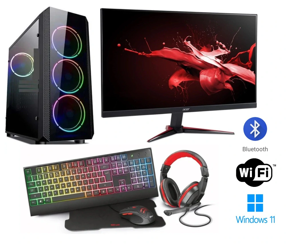 Intel Core i3-14100F – 4-jadrový procesor, DDR4 RAM 16GB, SSD 1000GB, Intel Arc B570 Challenger 10GB, 24″ LCD Acer Nitro 100Hz, herný set Genesis Cobalt 330 RGB, WiFi, Bluetooth, Windows 11 Pro