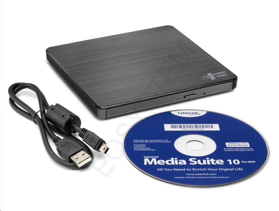 HITACHI LG - externá mechanika DVD-W/CD-RW/DVD±R/±RW/RAM GP60NB60, Slim, čierna, box+SW