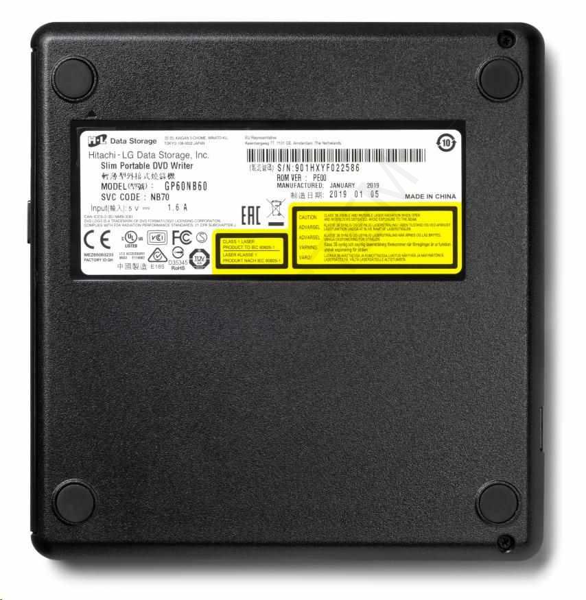 HITACHI LG - externá mechanika DVD-W/CD-RW/DVD±R/±RW/RAM GP60NB60, Slim, čierna, box+SW