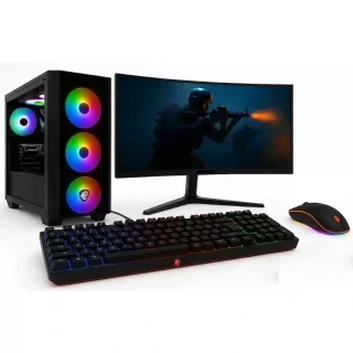 PC zostava AMD Ryzen 7 5700X 8-Core + vodné chladenie | DDR4 RAM 32GB | SSD 1000GB | Gigabyte GeForce RTX 5060 Windforce OC 8GB | WiFi + Bluetooth | 27" LCD Samsung 100Hz prehnutý | Hráčsky SET | Windows 11 Pro