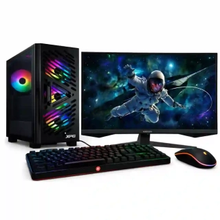 PC zostava AMD Ryzen 7 5700X 8-Core + vodné chladenie | DDR4 RAM 32GB | SSD 1000GB | GeForce RTX 5060 OC 8GB | WiFi + Bluetooth | 27" LCD Samsung 165Hz prehnutý | Hráčsky SET | Windows 11 Pro