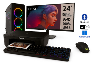 PC zostava AMD Ryzen 3 3200G Quad Core | DDR4 RAM 8GB | SSD 1000GB | AMD Radeon RX Vega 8 2GB | WiFi + Bluetooth | 24" LCD monitor | Multifunkčné zariadenie Canon Pixma | SET | Windows 11