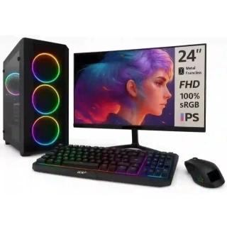 PC zostava Intel Core i3-14100F Quad Core | DDR4 RAM 16GB | SSD 1000GB | Gigabyte GeForce RTX 3050 WindForce OC 6GB Gaming | WiFi + Bluetooth | 24" LCD monitor Samsung | Hráčsky SET | WIN 11 Pro