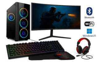 PC zostava Intel Core i5-14400F 10-Core | RAM 16GB | SSD 1000GB | Gigabyte GeForce RTX 3050 WindForce OC 6GB | WiFi + Bluetooth | 27" LCD Gigabyte zakrivený | Hráčsky SET | Windows 11 Pro