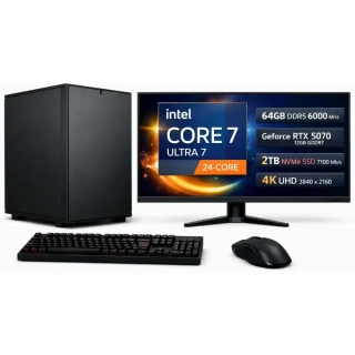 PC zostava Intel Core Ultra 7 270K Plus 24-Core + vodné chladenie | DDR5 RAM 64GB | SSD 2TB | Gigabyte GeForce RTX 5070 WINDFORCE OC SFF 12GB | WiFi + Bluetooth | 32" LCD Samsung 4K | SET | Windows 11 Pro