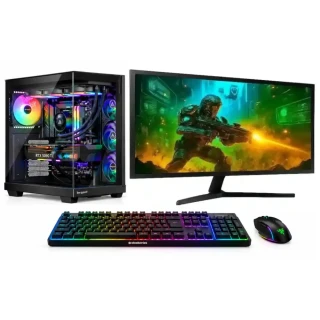 Kompletná herná zostava Intel Core i7-14700F RTX 5060 Ti s rýchlou DDR5 RAM a 32-palcovým 4K monitorom